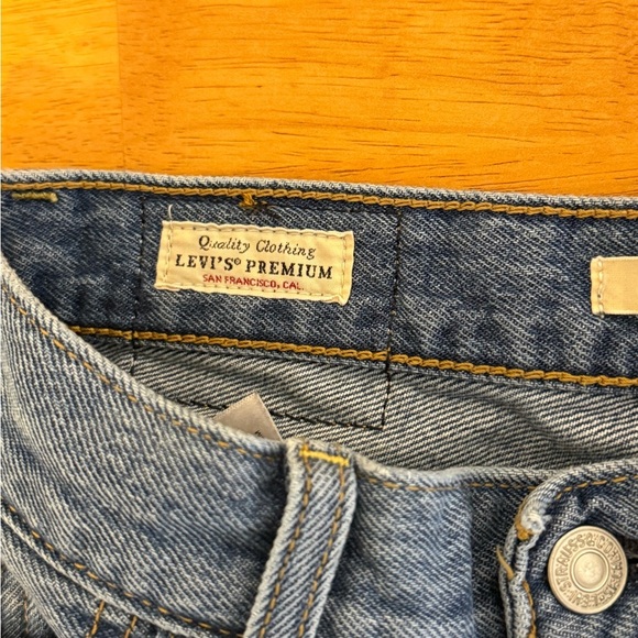 Levi's Ribcage Medium Wash Wide-Leg Raw Hem Denim Jeans - Picture 9 of 14